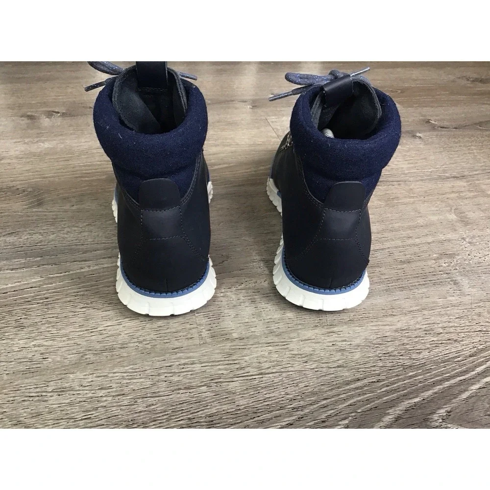 Cole Haan Men's 9.5 M Zerogrand Hiker Waterproof Leather Boots Navy Ink C31399